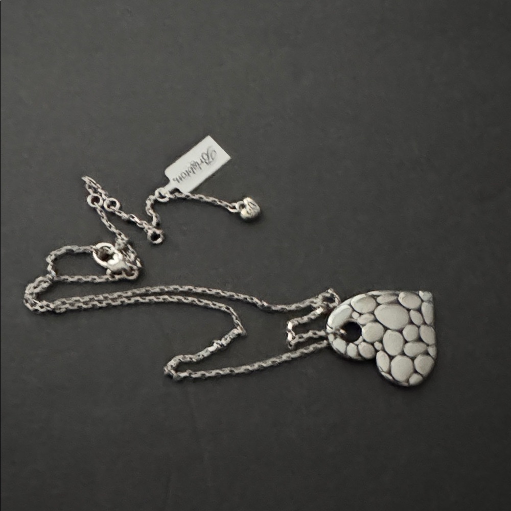 New Brighton Silver Textured Heart Pendant Necklace - Picture 4 of 5